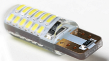 ЛАМПА АВТО Т10 LED-24 (3014) в силик., без обманок, 12 в. 93 ма,  белая 4000К, ц