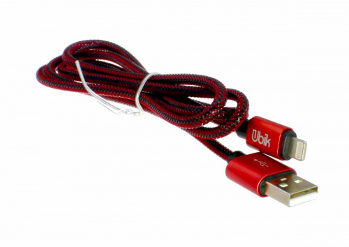 Шнур USB A штекер - iphone 5\6 штекер 1м 3A красный carbon UL01 UBIK (ДАК)