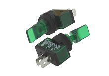 Тумблер ASW-14-101 on-off 2P зеленый