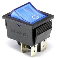 Выключатель ON-OFF 4P 25A 250v 28х22мм с подсветкой синий SC767
