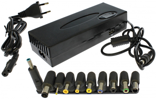 Блок питания 12-15-16-18-19-20-22-24v 7А +USB 5v 2A, шнур 1м + 11 разъёмов, корпус пластик, сетев. 1,2м ROBITON NB7000