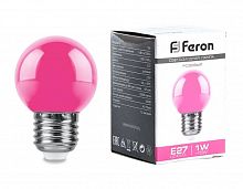 Белт-лайт Лампа E27 G45 1W розовая Матовая Feron LB-37