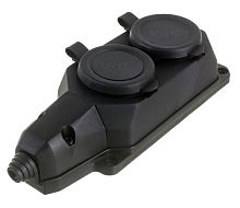 Колодка ЭРА 2 роз. K-2e-B-IP44 каучук, заземл., с крышкой черная