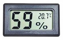 Термометр цифровой +  гигрометр  на ж/к, под батарейки 2 х G13,  внутрен. датчик, -50 +70,  черный  
