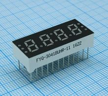 Индикатор светодиодный 7 сегментов 4 разряда 30x13x7мм LTC3610P-RD красный TAIWAN