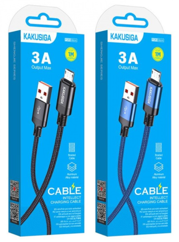 Шнур USB A штекер - microUSB штекер 1м 3A нейлон Kakusiga KSC-970