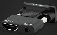 Конвертер-видео HDMI гнездо -> VGA штекер, поддержка FULL HD 1080P + аудио стерео 3.5 джек