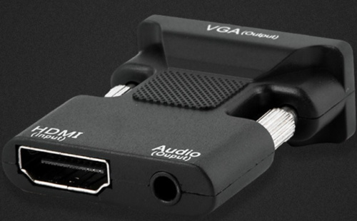 Конвертер-видео HDMI гнездо -> VGA штекер, поддержка FULL HD 1080P + аудио стерео 3.5 джек