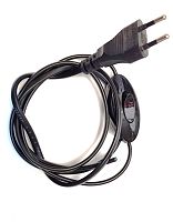 Шнур с вилкой с проходным выключателем 2х0,5мм2  1,5м черный Makel