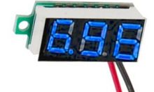 Вольтметр   0,36" 10мм. 3,5..30v 2х-проводный бескорпусной 33x14x9 мм, синий