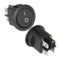 Выключатель ON-OFF 4P 6A 250v  D= 20мм круг вогнут. черный KCD1-201-8-C3-B/4P