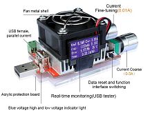 Нагрузка USB, 0...3A, 3...21V, 35W, qc2.0/3,0 с ХК-индикатором
