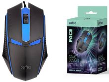 Мышь проводная Perfeo Face USB игровая черная с подсветкой 7 цветов 3 кнопки 1000 dpi