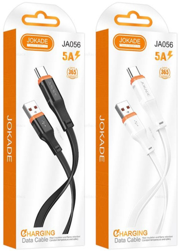 Шнур USB A штекер - Type-C штекер 1м 5A плоский Jokade JA056