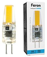 Лампа G4 3W 6400К Прозрачная 220V  COB Feron LB-423