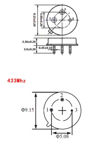 Кварц 433 MHz R433A круглый фото 2