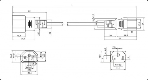 Шнур питания сетевой IEC С13 (компьютер) - IEC C14 (монитор)  1.8м 91420 фото 2