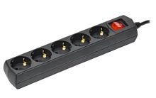 Удлинитель Generica  5 гн 3м с/з 3х1мм2  с выключателем черный