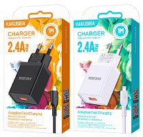 Блок питания USB 2,4A в розетку + шнур USB A шт - microUSB 1м Kakusiga KSC-931 