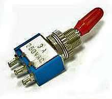 Тумблер ON-ON 3P 3A 250v красный колпачок