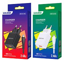 Блок питания USB 2,4A в розетку + шнур USB A шт - Lightning 1м Kakusiga KSC-781 