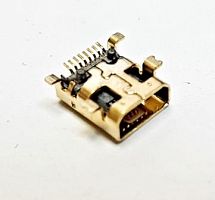 Разъем  mini USB А гнездо 8-pin на корпус под пайку SMD-монтаж