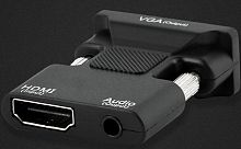 Конвертер HDMI гнездо - VGA штекер, поддержка FULL HD 1080P + аудио стерео 3.5 джек