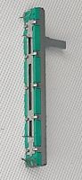 Резистор переменный движковый 100 кОм стерео 75х9х7 мм (линейность В) зелено-синий