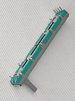 Резистор переменный движковый  10 кОм стерео 75х9х7 мм (линейность A) SC6080GH зелено-синий
