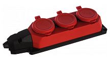 Колодка ЭРА 3 роз. K-3e-RED-IP44 каучук, заземл., с крышкой красная