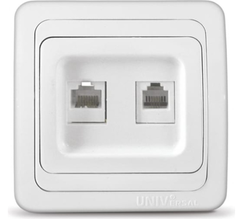 Розетка компьютерная + телефонная 1-м СП Валери белая UNIVersal