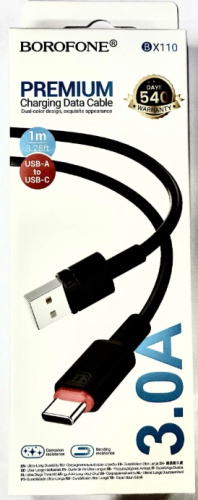 Шнур USB A штекер - Type-C штекер 1м 3A Premium Borofone BX110