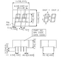 Индикатор светодиодный 7 сегментов 2 разряда 15x15x7мм LTD322P-FD красный