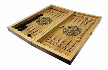 Нарды, шахматы, шашки 3 в 1 средние "Зеленый малахит"