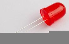 Светодиод 10мм красный, красный прозрачный корпус 