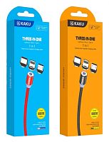 Шнур USB A штекер - Lightning +Type-C + microUSB 3в1 магнит 1м Kakusiga KSC-320 