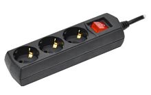 Удлинитель Generica  3 гн 5м с/з 3х1мм2  с выключателем черный