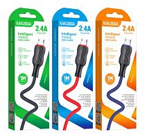 Шнур USB A штекер -  microUSB штекер 1м 2,4A ткань Kakusiga KSC-807