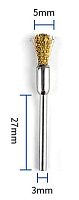 Щетка проволочная  5мм "кисть" из латуни, для дрели, хвостовик для ЧПУ 3,175мм