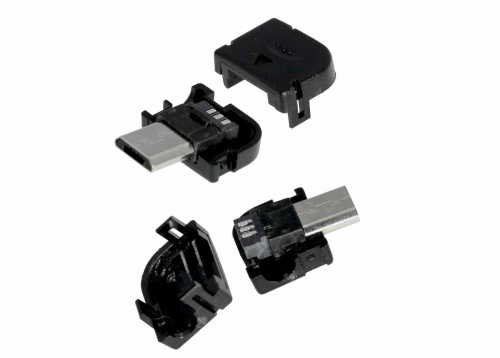 Разъем micro USB А штекер на кабель угловой (2 pin)