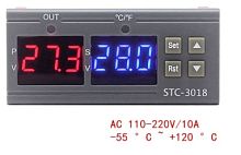 Термостат STC-3018  AC~220v 10A, -55...+120 C,  с датчиком температуры, встраиваемый