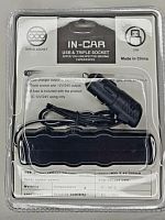 Разветвитель прикуривателя (1на 3 ,12/24В) USB 