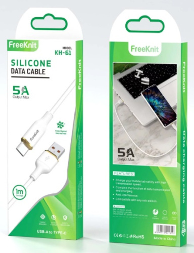 Шнур USB A штекер - Type-C штекер 1м 5A силикон FreeKnit KH-61 Шнур USB A штекер - Type-C штекер 1м 5A силикон FreeKnit KH-61