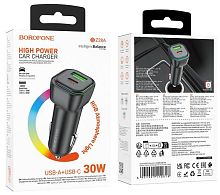 Блок питания авто USB QC18w +Type-C PD30w Borofone BZ28A