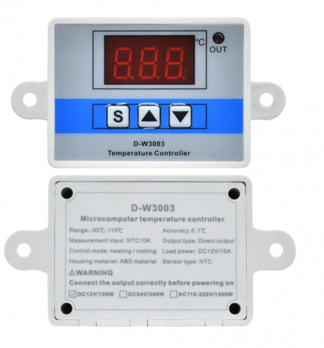 Термостат W3003  DC=12v с датчиком температуры, настенный