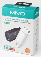 Блок питания USB QC27w +2Type-C PD65w в розетку черный Mivo MP-651Q