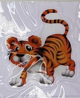 Наклейка "Тигр", цветная, 9х10 см., мигающая, на батарейках