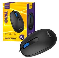 Мышь проводная Perfeo Oval USB бесшумная черная 3 кнопки 1000 dpi шнур 1,8м
