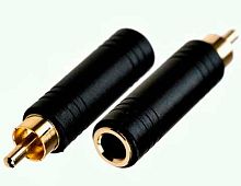 Переходник RCA штекер - 6,3 гнездо пластик GOLD