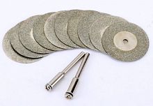 Набор алмазных отрезных дисков 20мм. (10 штук) сплошных + 2 держателя 3 мм., 2258